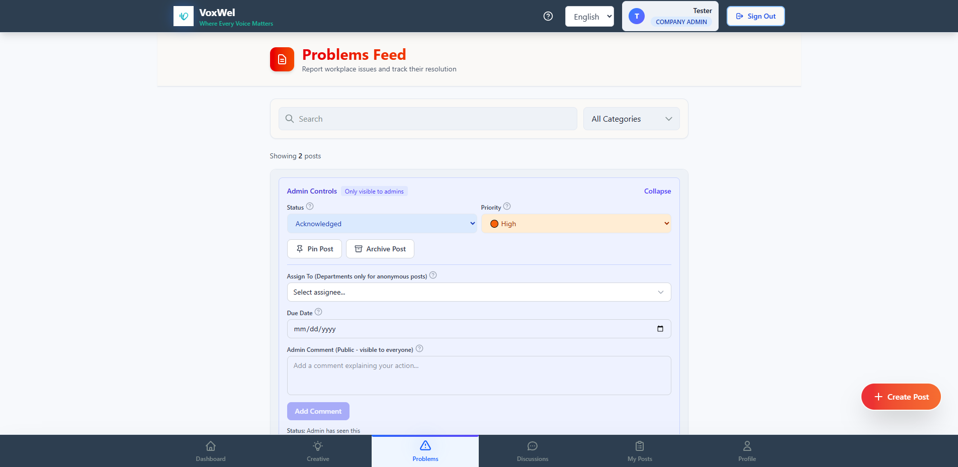 Workflow Management interface